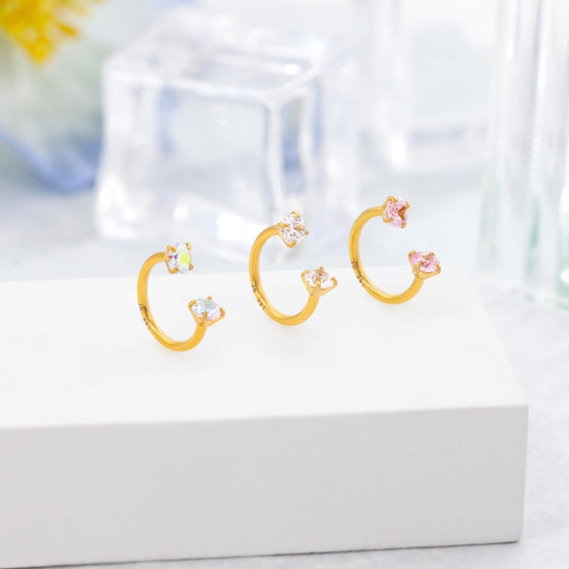 ALACLO 3Pcs 18g 14k Gold Filled Horseshoe Nose Rings Studs, 316L Stainless Steel Threaded Labret Lip Daith Helix Tragus Cartilage Earrings Piercing Jewelry With Tool 8mm Gold - Image 4