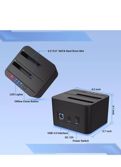 FIDECO Hard Drive Docking Station, USB 3.0 SATA HDD Docking Station for 2.5 & 3.5 inch SATA HDD/SSD, Dual Bay, Support Offline Clone  - Image 2