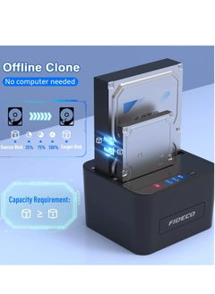 FIDECO Hard Drive Docking Station, USB 3.0 SATA HDD Docking Station for 2.5 & 3.5 inch SATA HDD/SSD, Dual Bay, Support Offline Clone  - Image 3