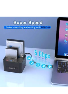 FIDECO Hard Drive Docking Station, USB 3.0 SATA HDD Docking Station for 2.5 & 3.5 inch SATA HDD/SSD, Dual Bay, Support Offline Clone  - Image 4