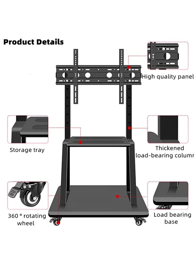 Beauenty Mobile TV Stand,Rolling TV Stand with Wheels for 32-65 Inch TV,Height Adjustable Floor Heavy-Duty TV Cart LCD LED OLED Flat Panel Screens Smartboard Holds up to 90lbs Portable TV Stand - Image 4