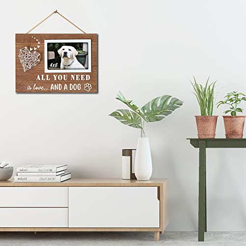 Buecasa Dog Mom Picture Frame Fits 4x6 Inches Photo with 3D Hand String Heart - Dogs Lover Gifts for Women Men - Paw Prints Home Decor - Image 4