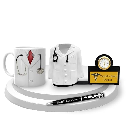Savri Doctor's Desk Set-Doctor Pen, Fiber Pen Stand with Watch, and Coffee Mug-Ideal Gift for Doctors,Surgeons, MR, MS. Best Set for Gifting on Anniversary, Birthday, Father's Day, Graduation Ceremony - Image 1