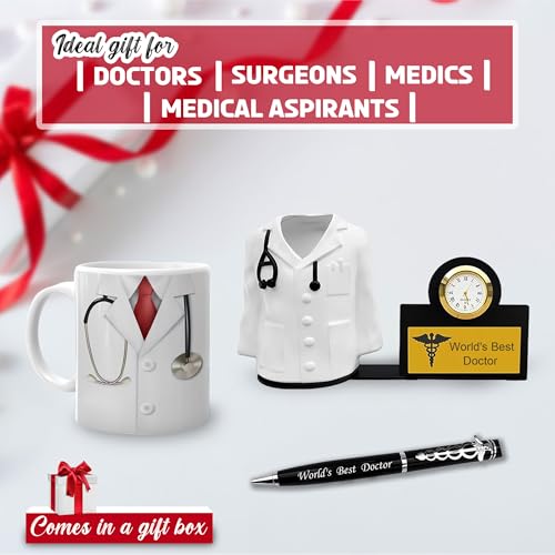 Savri Doctor's Desk Set-Doctor Pen, Fiber Pen Stand with Watch, and Coffee Mug-Ideal Gift for Doctors,Surgeons, MR, MS. Best Set for Gifting on Anniversary, Birthday, Father's Day, Graduation Ceremony - Image 5