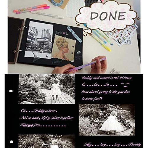 Webelkart Wooden DIY Scrapbook Memory Book, Photo Album- 26 x 16 x 4 cm (30 Black Sheets, 0.5 kg) - Image 2
