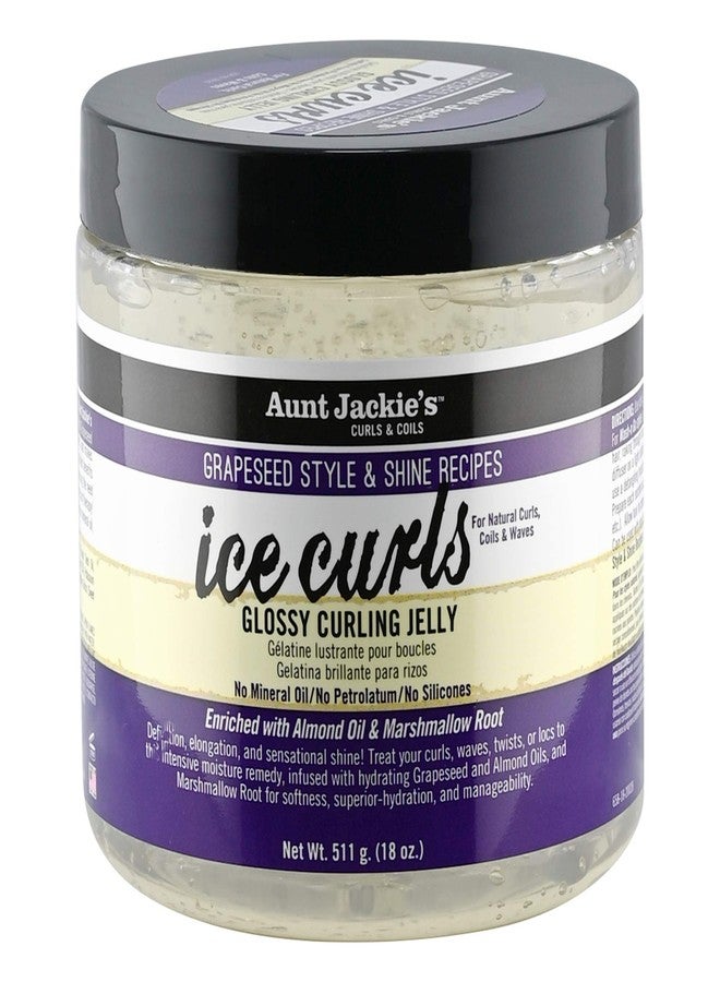 Aunt Jackie's Grapeseed Style and Shine Recipes Ice Curls Glossy Curling Jelly, Hydrates, Softens, Makes Waves, Curls and Coils Easier to Style, 18 oz - Image 1