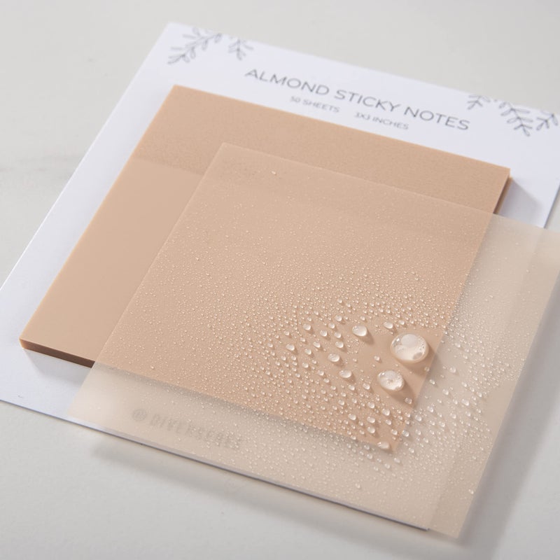DiverseBee 50 Sheets Pastel Transparent Sticky Notes, 3x3â€ Clear Sticky Tabs, Translucent Page Flags Book Markers Stickers, Planner Accessories, Bible Journaling Study Office School Supplies (Almond) - Image 2