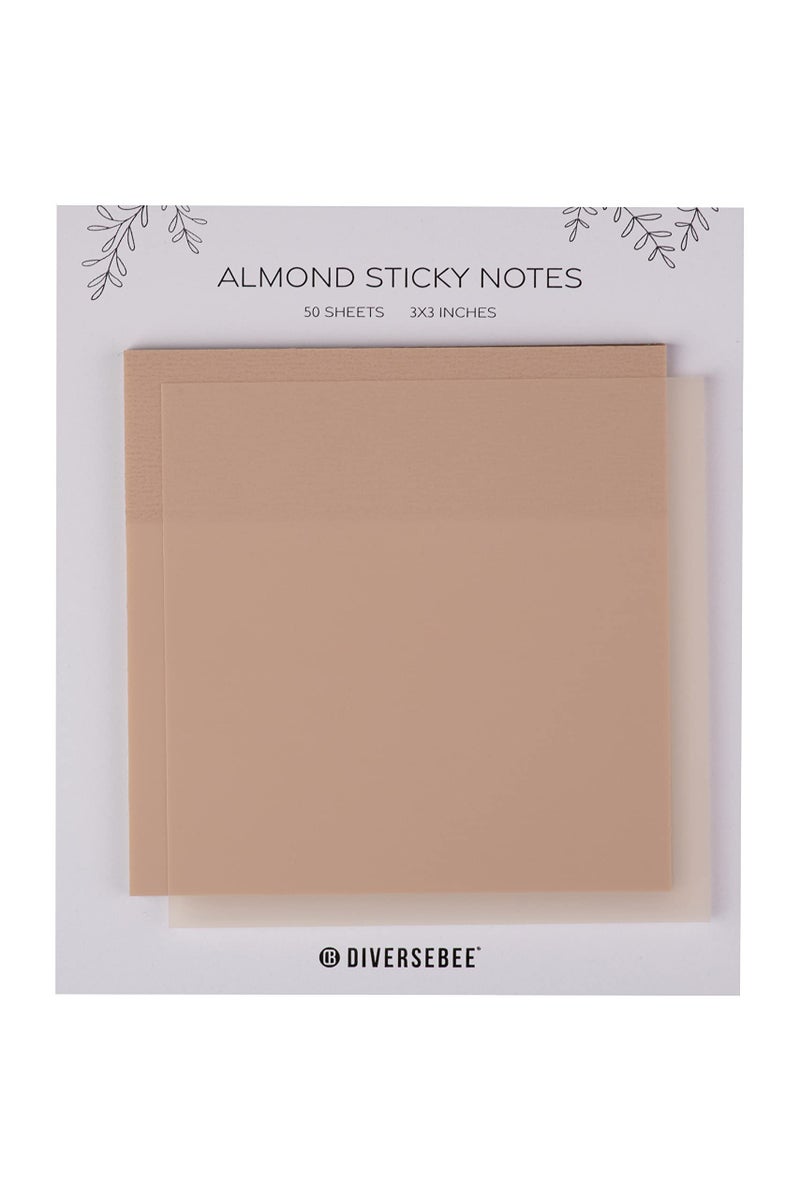DiverseBee 50 Sheets Pastel Transparent Sticky Notes, 3x3â€ Clear Sticky Tabs, Translucent Page Flags Book Markers Stickers, Planner Accessories, Bible Journaling Study Office School Supplies (Almond) - Image 1