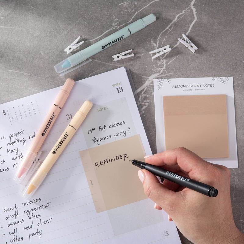 DiverseBee 50 Sheets Pastel Transparent Sticky Notes, 3x3â€ Clear Sticky Tabs, Translucent Page Flags Book Markers Stickers, Planner Accessories, Bible Journaling Study Office School Supplies (Almond) - Image 5