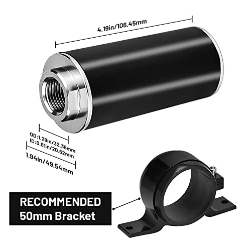 Plobeda 50mm 100 Micron Inline Fuel Filter 6AN 8AN 10AN Aluminum Fuel/Gas/Petrol Filter Adapter Fittings Universal Cleanable(Silver) - Image 3