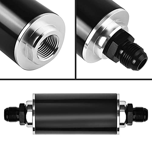 Plobeda 50mm 100 Micron Inline Fuel Filter 6AN 8AN 10AN Aluminum Fuel/Gas/Petrol Filter Adapter Fittings Universal Cleanable(Silver) - Image 2