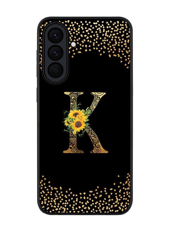 For Samsung Galaxy A37 Case,Slim fit Camera Protection, Shockproof Thin Phone cover  - Custom Floral Monogram - K ( Black )