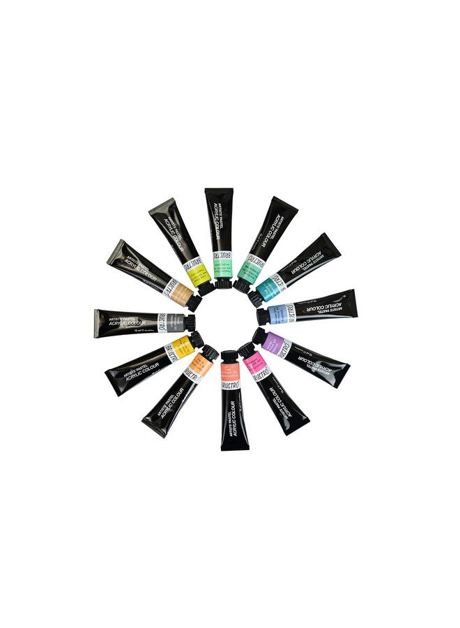BRUSTRO Artist's Acrylic Pastel Colour | Set of 12 Colors X 12ml Tubes | Ideal for Paper, Canvas, Shading, Portrait, Coloring, Inter-mixable, Perfect for Artists and Crafters - Image 4