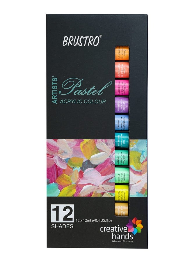 BRUSTRO Artist's Acrylic Pastel Colour | Set of 12 Colors X 12ml Tubes | Ideal for Paper, Canvas, Shading, Portrait, Coloring, Inter-mixable, Perfect for Artists and Crafters - Image 3