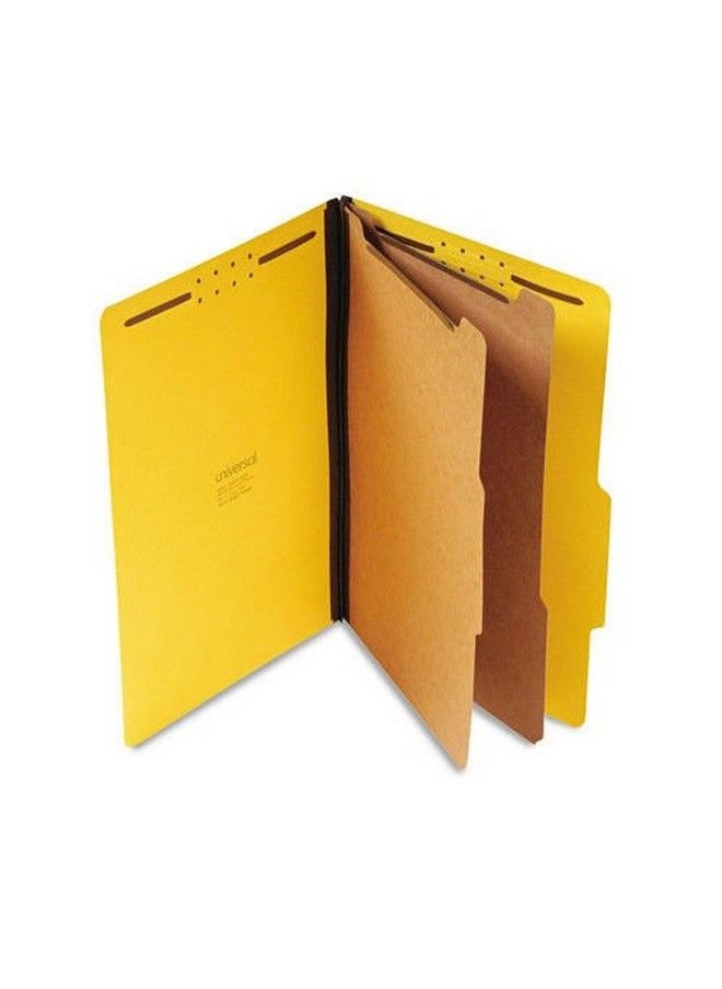 UNIVERSAL Bright Colored Pressboard Classification Folders 2" Expansion 2 Dividers 6 Fasteners Legal Size Yellow Exterior 10 Box  - Image 2
