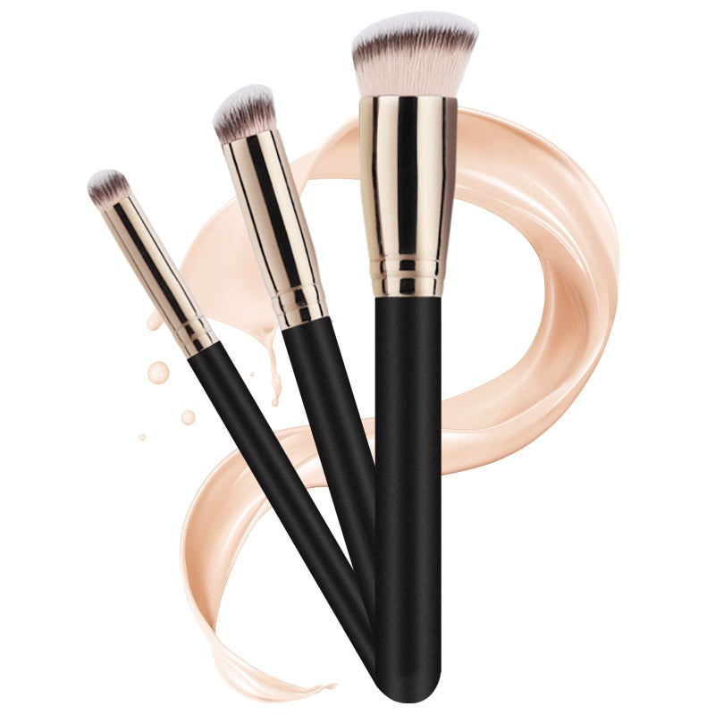 WOBEVB 3 Pcs Makeup Brushes & Foundation Brush Flawless Concealer Brush Perfect for Any Look Premium Luxe Hair Contour Brush Perfect for Liquid, Buffing, Cream, Sculpting, Blush and Setting Powder - Image 1
