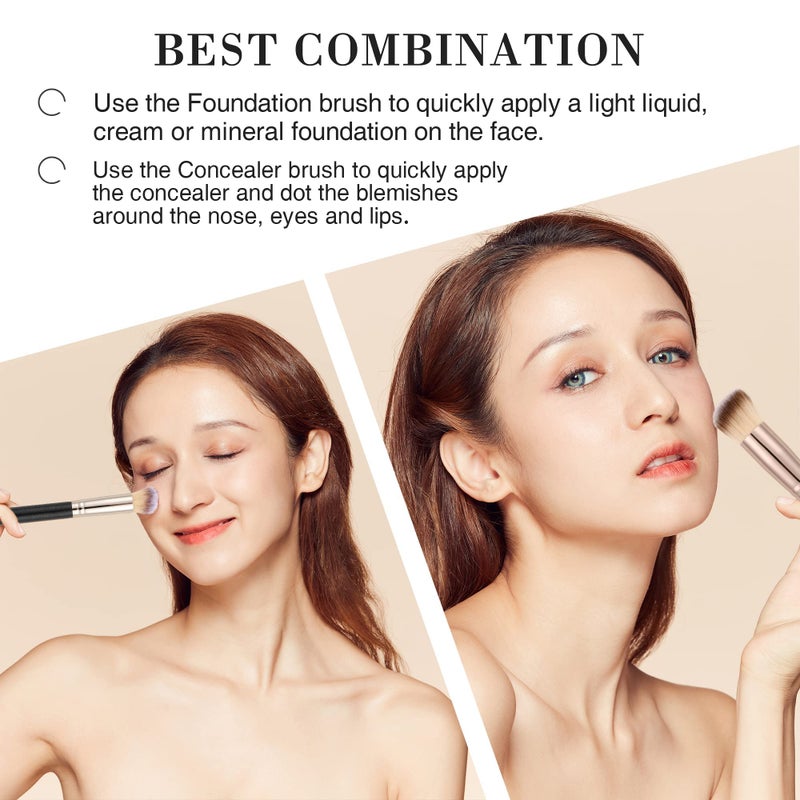 WOBEVB 3 Pcs Makeup Brushes & Foundation Brush Flawless Concealer Brush Perfect for Any Look Premium Luxe Hair Contour Brush Perfect for Liquid, Buffing, Cream, Sculpting, Blush and Setting Powder - Image 3