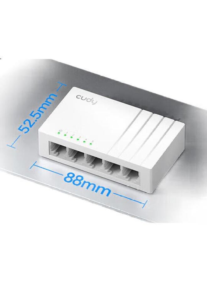 Cudy 5-Port 100Mbps Switch, 5-Port 100Mbps Network Switch, Network Port Expander, Network Cable Splitter, For Surveillance, Enterprise And Home Use, Plug And Play, Wall-Mountable - Image 2