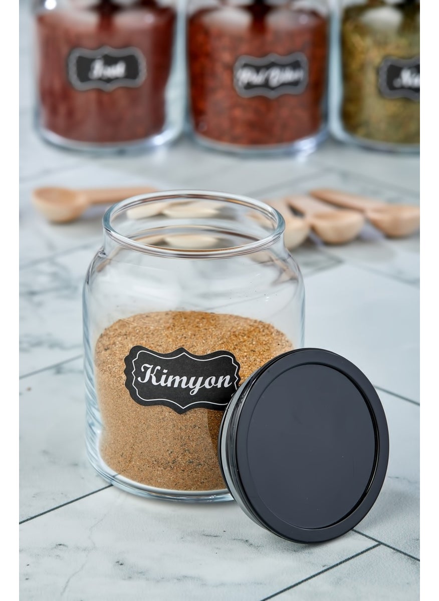 Fbz Home 6-Piece Luxury Spice Set with Spoon and Black Lid Glass Jar Storage Container (300 ml Spice Jar Set)  - Image 4