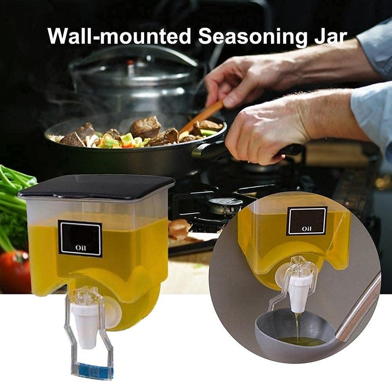 JENY Automatic Sauce Press Bottle Wall Mounted Hanging Condiment Bottle Hand Press Seasoning Container Box Oil Vinegar Dispenser Kitchen Tool Storage Bottle Spice Jar Rack pcs 1 - Image 2