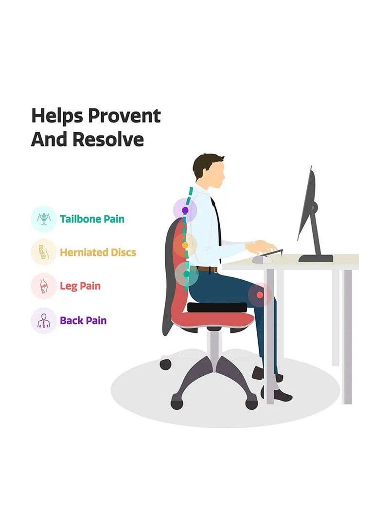 Denx Seat Cushion Orthopedic Memory Foam Seat Cushion Office Chair Wheelchair Car Seat Pads Lumbar Support Car Pillow Black - Image 2