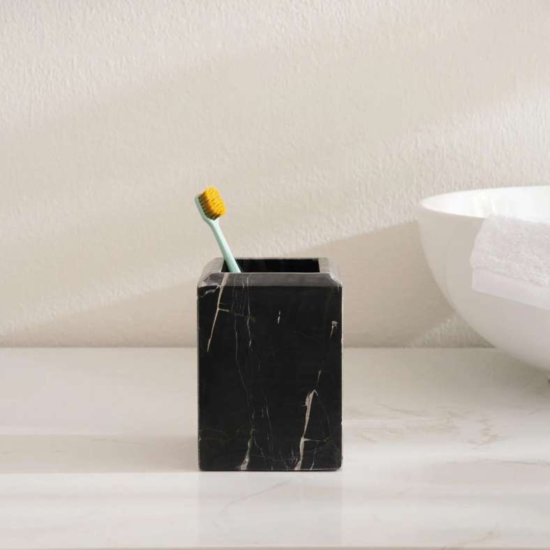 Pan Home Black Marble Tumbler - 9.5x9.5x13cm - Image 1