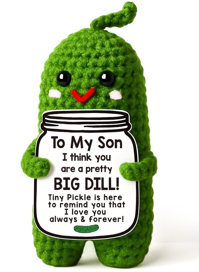 MAMAGIFTREE Funny Son Birthday Gifts Christmas, Stocking Stuffers for Kids or Adults Son, Unique to My Son Gift from Mom or Dad- Handmade Crochet Pickle for Son in Law Gift - Image 1