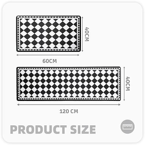 Home-Cloud HomeCloud Rubber Anti Fatigue Kitchen Rug Sets 2 Piece Non Slip Kitchen Mats for Floor Cushioned Kitchen Rugs and Mats Waterproof Comfort Standing Mat Runner for Kitchen (Chess_Black) - Image 5