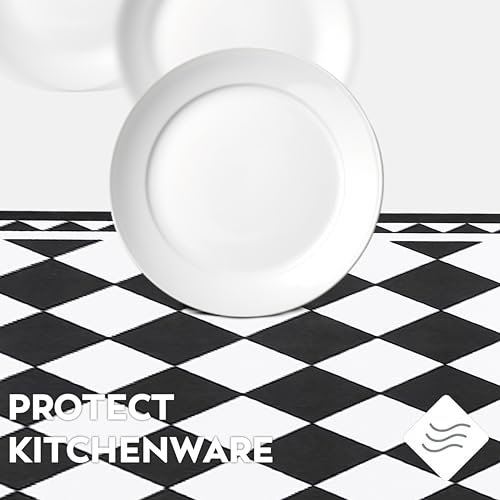 Home-Cloud HomeCloud Rubber Anti Fatigue Kitchen Rug Sets 2 Piece Non Slip Kitchen Mats for Floor Cushioned Kitchen Rugs and Mats Waterproof Comfort Standing Mat Runner for Kitchen (Chess_Black) - Image 3