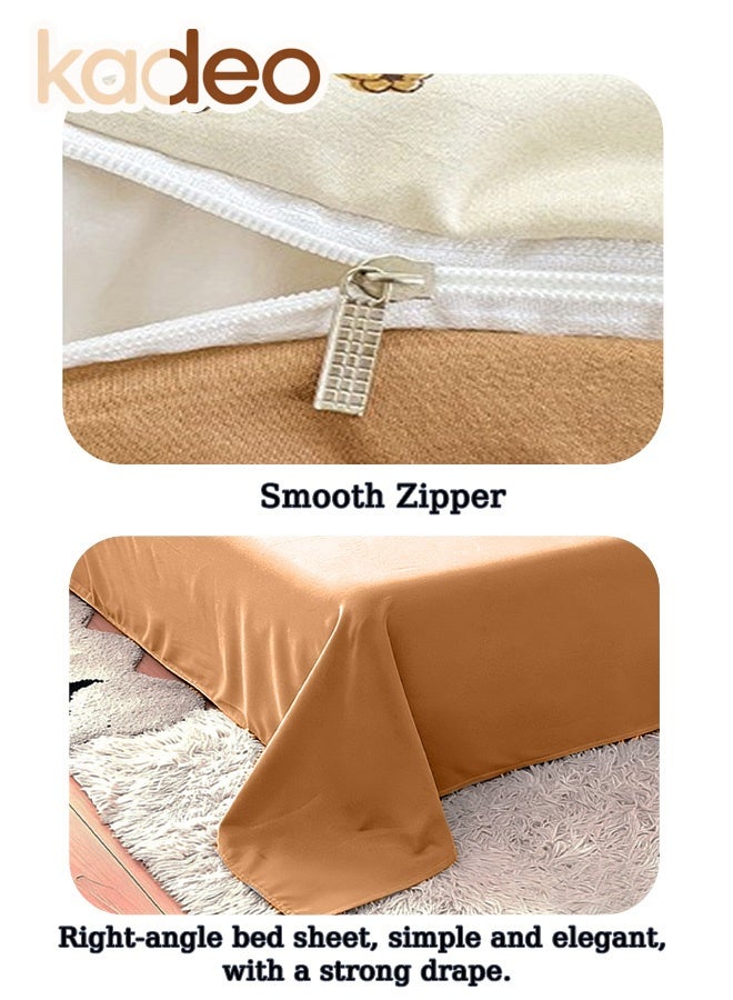 kadeo 4PCS Queen Size Comforter Set, Breathable and Moisture Absorbent for All Season Duvet Cover Set, Double Sides Bedding Sets, Including Bedding Sheet and Quilt cover and Pillowcases, 200*230CM - Image 5
