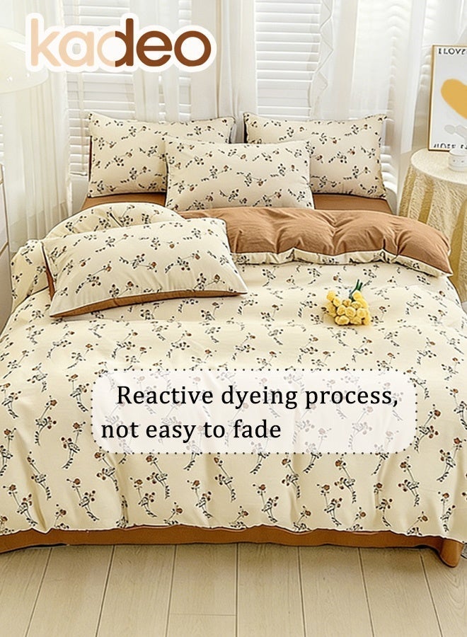 kadeo 4PCS Queen Size Comforter Set, Breathable and Moisture Absorbent for All Season Duvet Cover Set, Double Sides Bedding Sets, Including Bedding Sheet and Quilt cover and Pillowcases, 200*230CM - Image 2