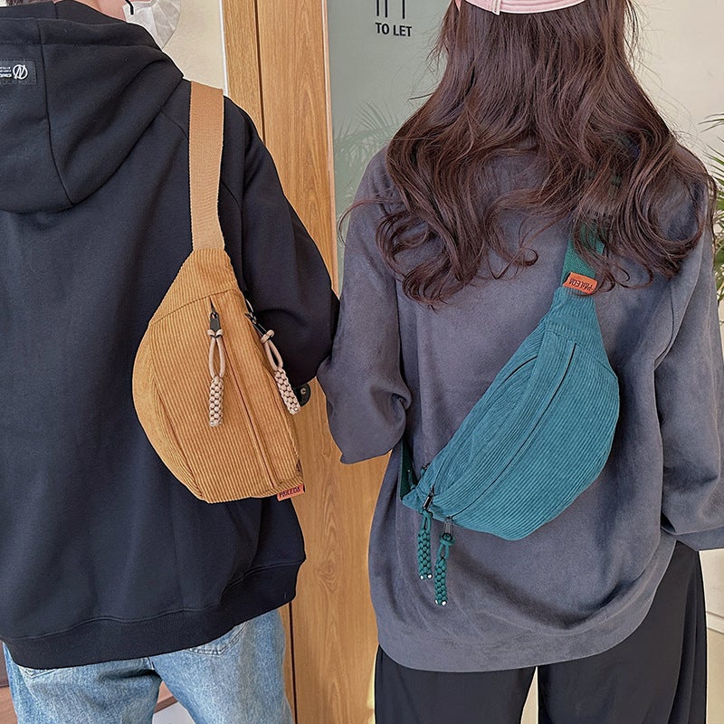 New Korean Style College Style Casual All-Match Crossbody Women'S Shoulder Bag Striped Simple Ins Lazy Style Waist Bag Chest Bag - Image 2