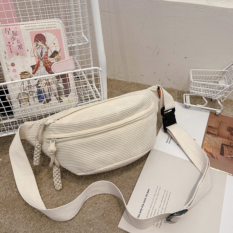 New Korean Style College Style Casual All-Match Crossbody Women'S Shoulder Bag Striped Simple Ins Lazy Style Waist Bag Chest Bag - Image 1