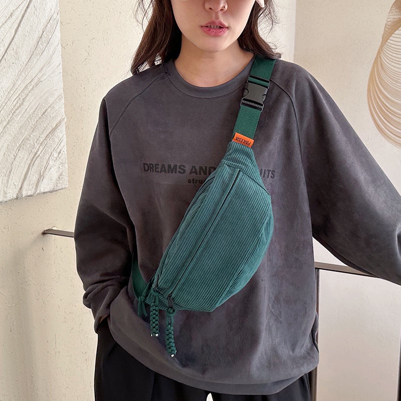 New Korean Style College Style Casual All-Match Crossbody Women'S Shoulder Bag Striped Simple Ins Lazy Style Waist Bag Chest Bag - Image 4