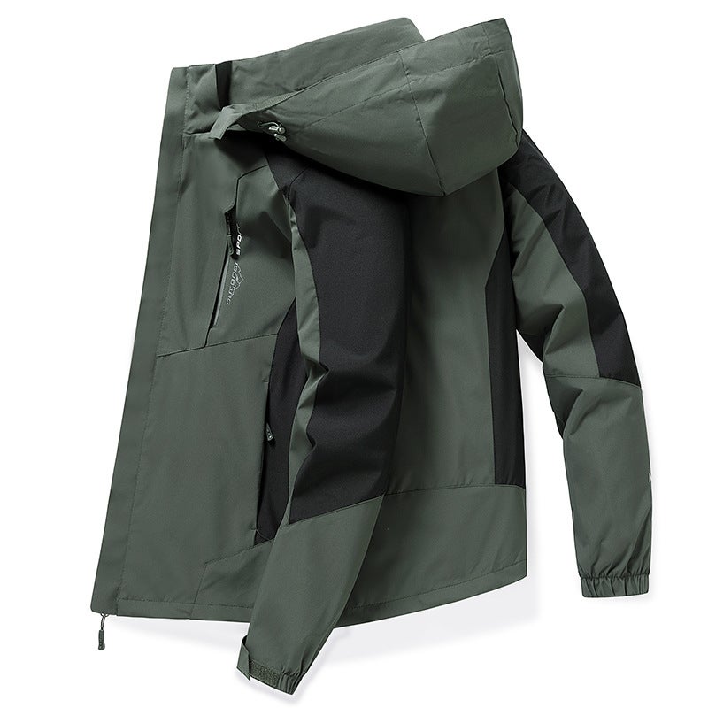 Autumn Waterproof Hooded Mens Windbreaker Jacket Gray  - Image 4