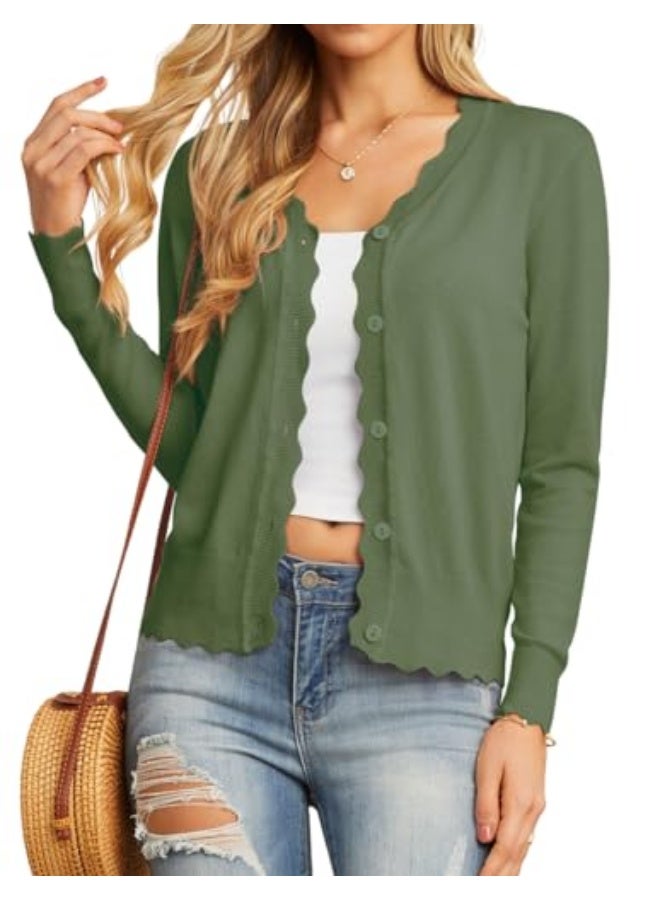 NIBEMINENT Women's Long Sleeve V-Neck Button Down Cardigan Knit Shrugs Sweater - Image 2