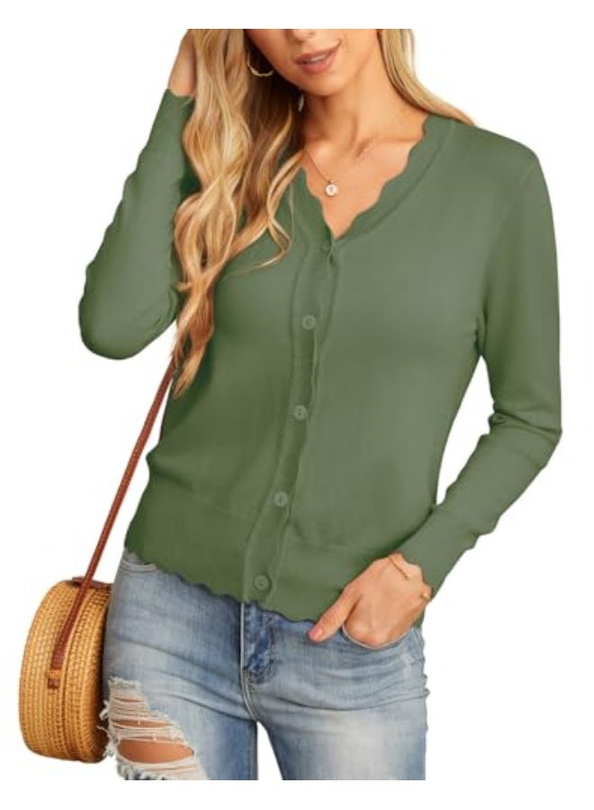 NIBEMINENT Women's Long Sleeve V-Neck Button Down Cardigan Knit Shrugs Sweater - Image 3