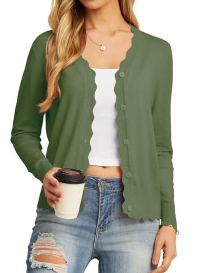 NIBEMINENT Women's Long Sleeve V-Neck Button Down Cardigan Knit Shrugs Sweater - Image 1