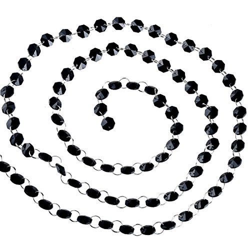 HD H&D 6FT Glass Crystal 14mm Octagon Beads Chain Chandelier Prisms Hanging Wedding Garland (Black) - Image 1