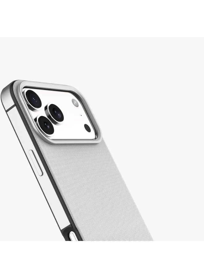 LEVELO iPhone 17 Pro MagSafe Case Cuir With Comfortable Grip & Premium PU Leather / Shock-Resistant Bumper / Aluminum Alloy Frame for Camera & Buttons / Strong Magnets - Silverstone - Image 5