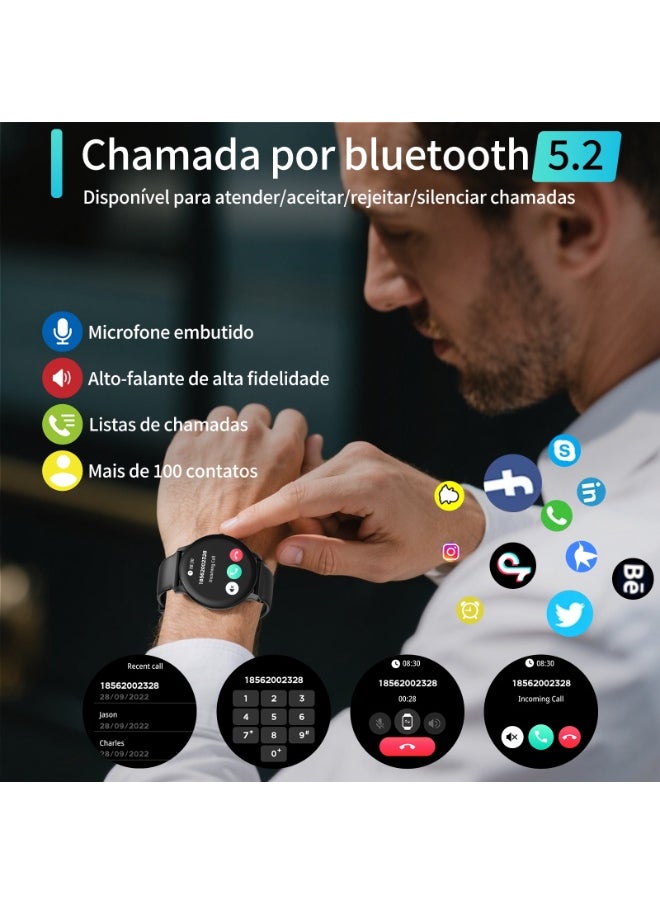 PEJE PEJE Smart Watches For Men(Bluetooth Call),1.28" Smart Watch，Smart Watch For Women，Ip68 Waterproof Fitness Watch，123+ Kinds Sprot Model ，Smartwatch For Android Ios，With Spare Strap (Black)  - Image 3