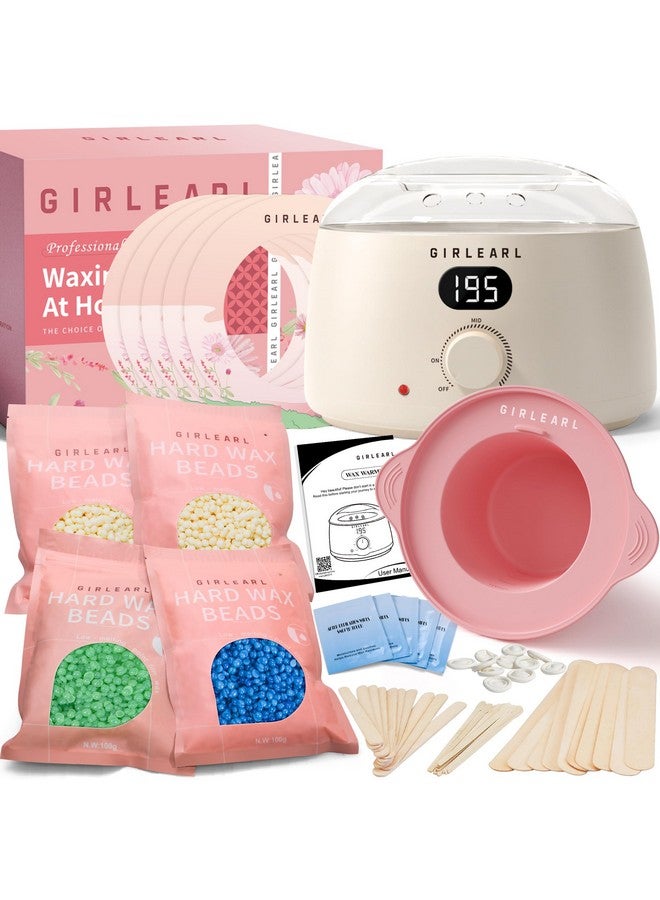 GIRLEARLE Premium Digital Waxing Kit For Women And Men Wax Warmer Hair Removal At Home With Wax Beads & Silicone Pot Target Different Types Of Sensitive Skin Brazilian Bikini Facial Leg Full Body - Image 1
