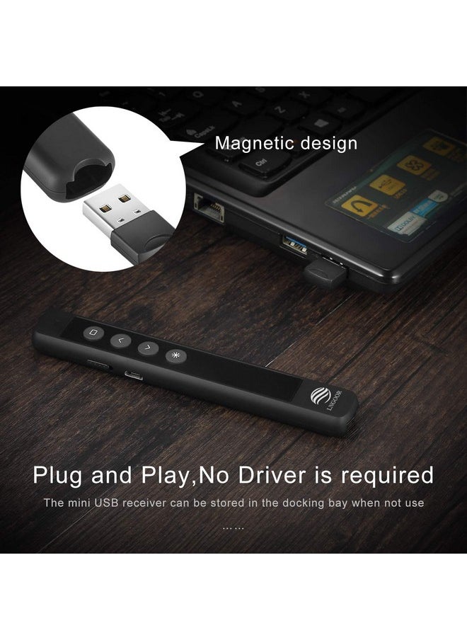 LNGOOR Tation Clicker, Lngoor Presentation Remote Rechargeable Rf 2.4Ghz Wireless Presenter Powerpoint Ppt Keynote Slide Clicker With Laser Pointer Support Hyperlink  - Image 2