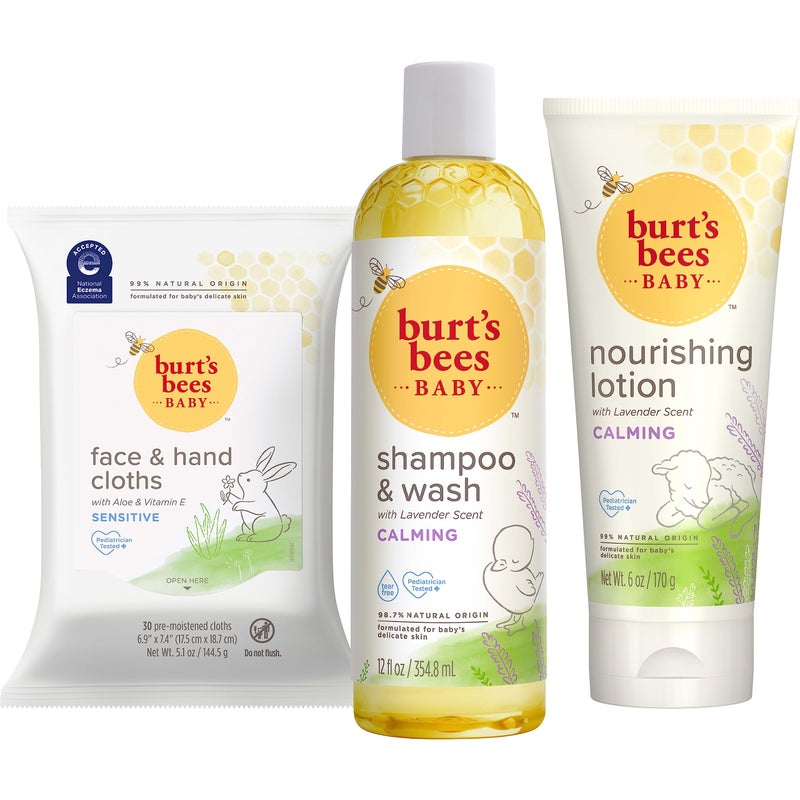 Burt's Bees Burt’s Bees Baby Gift Set for Baby Showers, Includes Baby Shampoo and Wash, Baby Body Lotion, Baby Wipes and Cloths, naturally-derived Origin Skincare, 1-Pack - Image 1