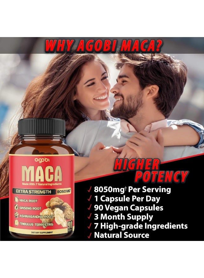 agobi Maca Root Capsules 8050 mg - Supports Natural Health - Energy - Performance & Mood Supplement - Enhanced Blood Flow 3-Month Supply