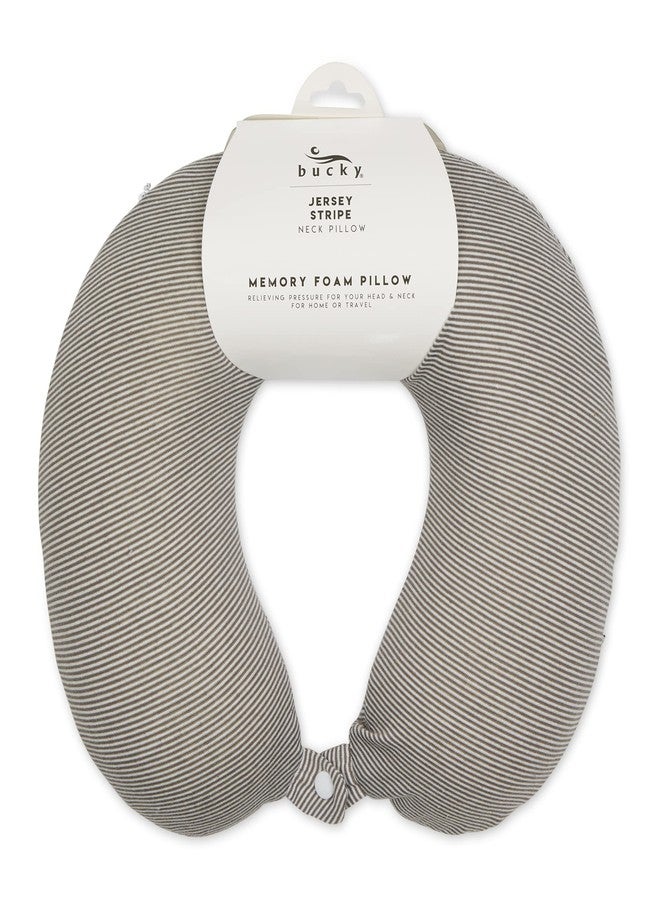 Bucky Jersey Stripe Comfort Travel Accessories, Memory Foam Neck Pillow, Taupe, One Size - Image 3