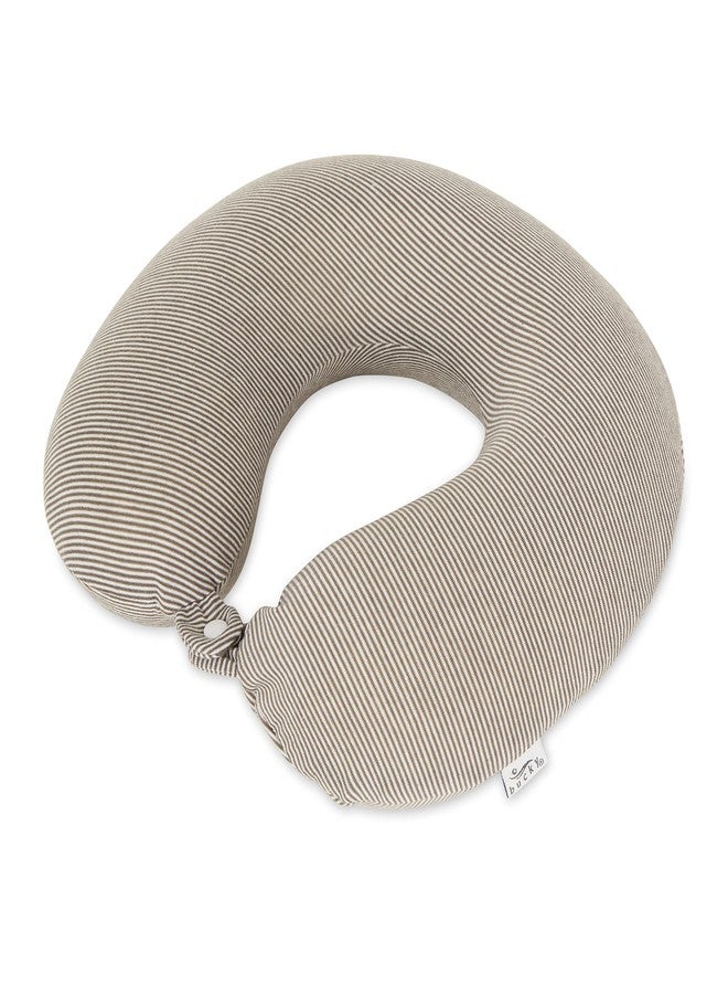 Bucky Jersey Stripe Comfort Travel Accessories, Memory Foam Neck Pillow, Taupe, One Size - Image 2
