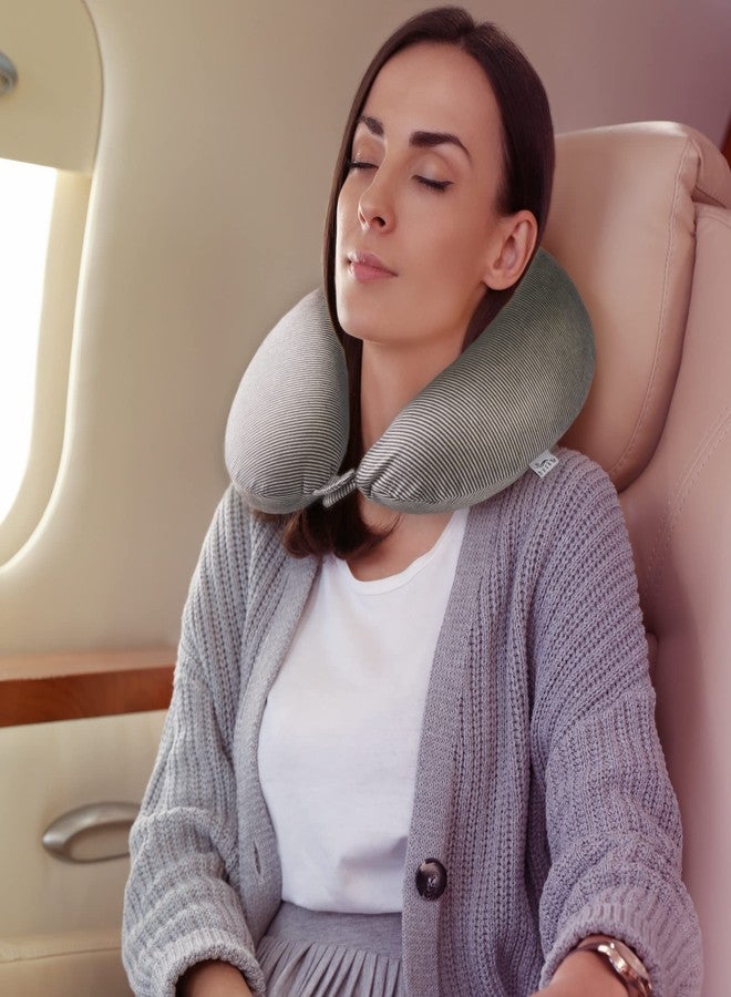 Bucky Jersey Stripe Comfort Travel Accessories, Memory Foam Neck Pillow, Taupe, One Size - Image 5