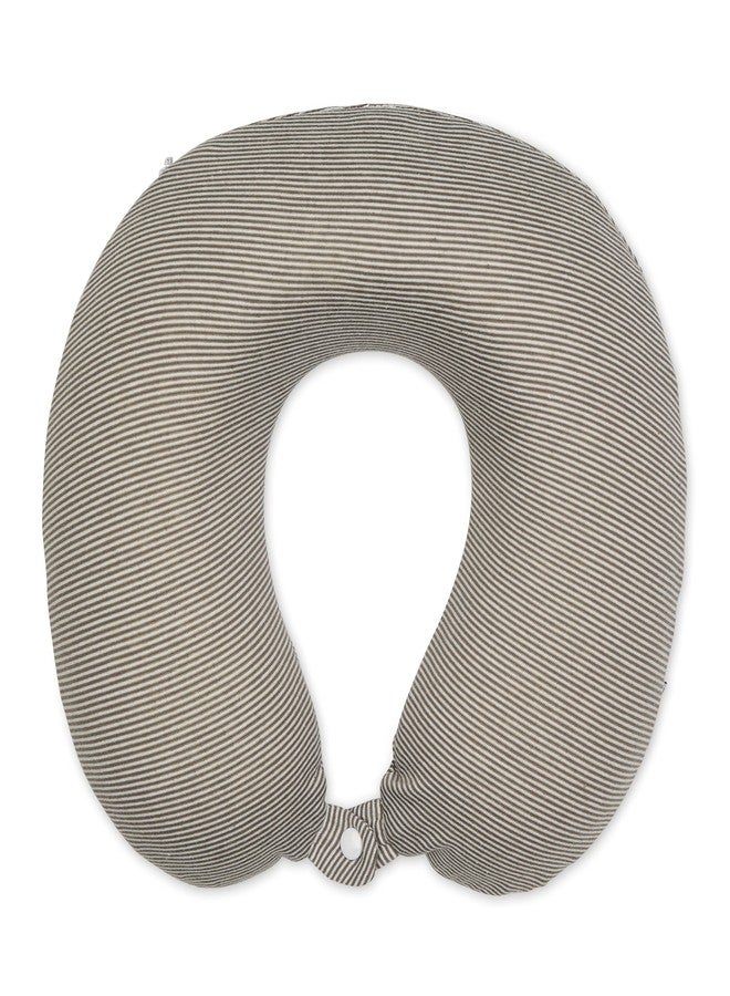 Bucky Jersey Stripe Comfort Travel Accessories, Memory Foam Neck Pillow, Taupe, One Size - Image 1