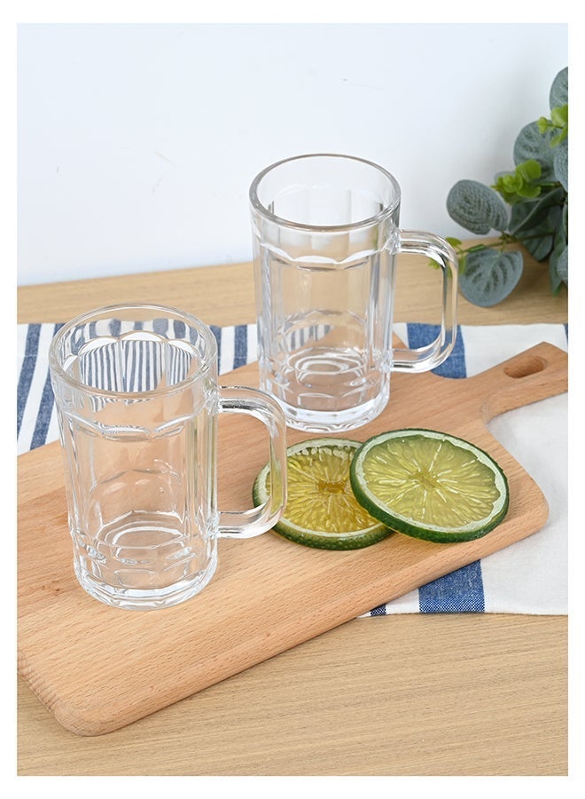 SET OF 2 340ML BEER STEIN MUGS, GERMAN CLEAR LARGE TALL BEER GLASSES WITH HANDLE, BEER GLASSES FOR FREEZER, BEER CUPS DRINKING GLASSES